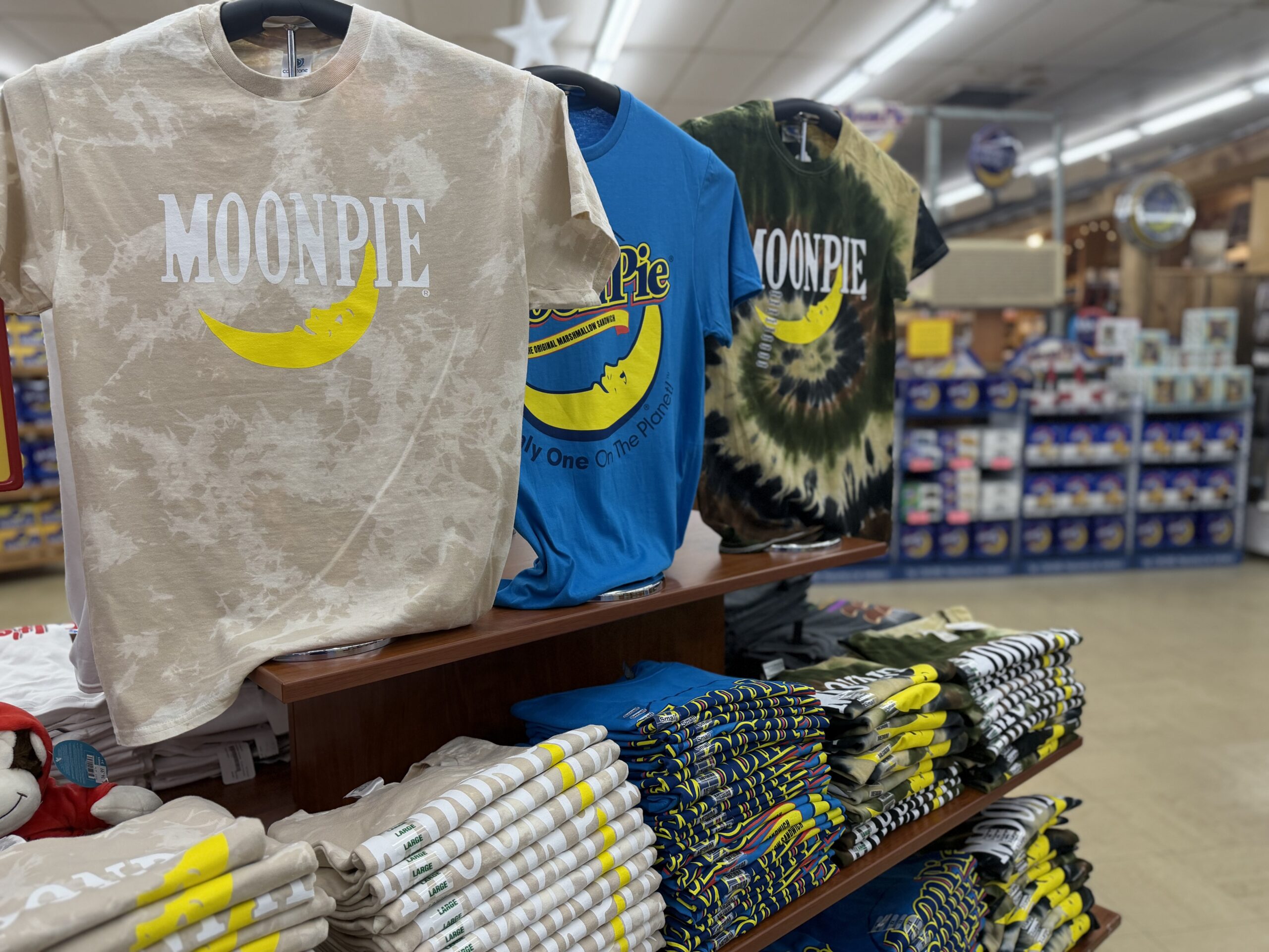 MoonPie Shirts in our MoonPie Area at MoonPie General Store and the Original Book Warehouse